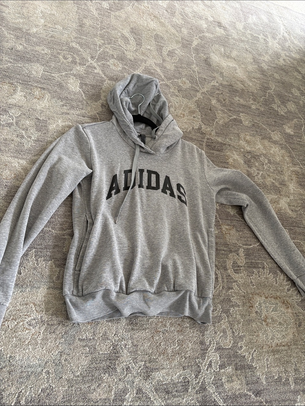 adidas Gray Hoodie with Black Logo Arch